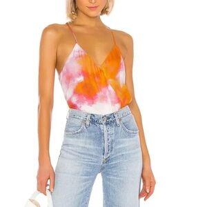 Parker Harlow Sunset Tie-Dye Tie Back - silk blend blouse